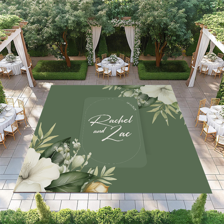 Floral Corners with Oval Center Monogram