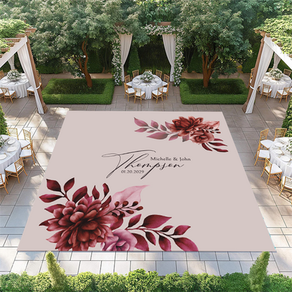 Red Floral Bouquets with Name in Center