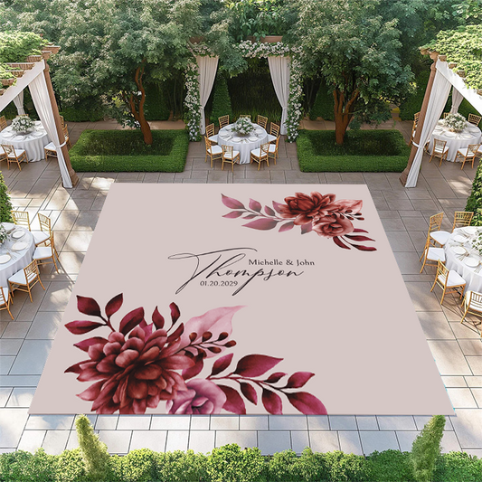 Red Floral Bouquets with Name in Center