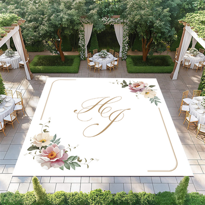 Floral Corners with Monogram in Center