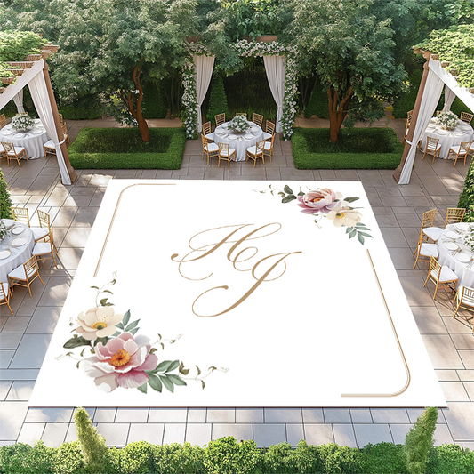 Floral Corners with Monogram in Center
