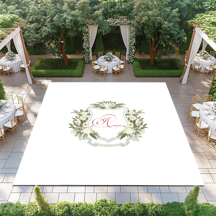 Cream and Pink Floral Wedding Crest