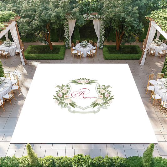 Cream and Pink Floral Wedding Crest