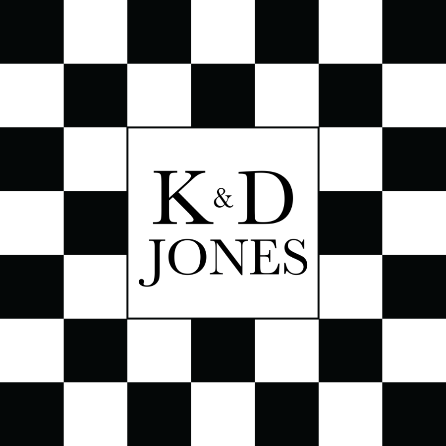 Monogram on Black and White Checkerboard