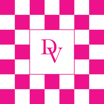 Monogram on Pink and White Checkerboard