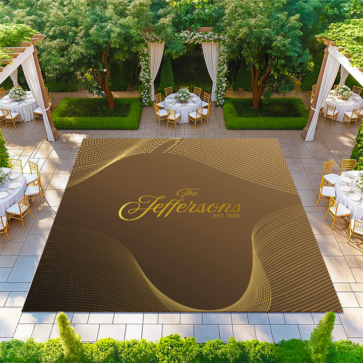 Wavy Gold Vortex Pattern with Monogram