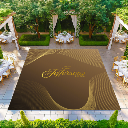 Wavy Gold Vortex Pattern with Monogram