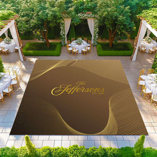 Wavy Gold Vortex Pattern with Monogram