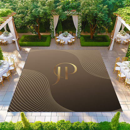 Wavy Gold Pattern with Monogram in Center