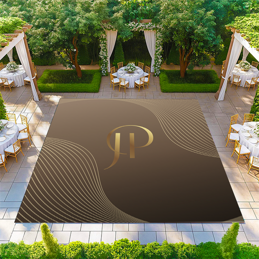 Wavy Gold Pattern with Monogram in Center