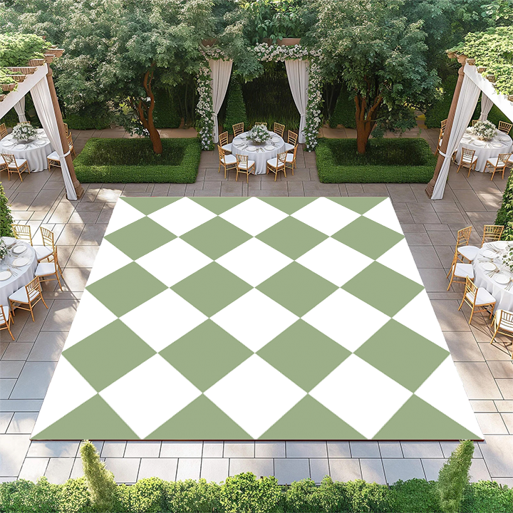 Sage and White Diamond Checkerboard