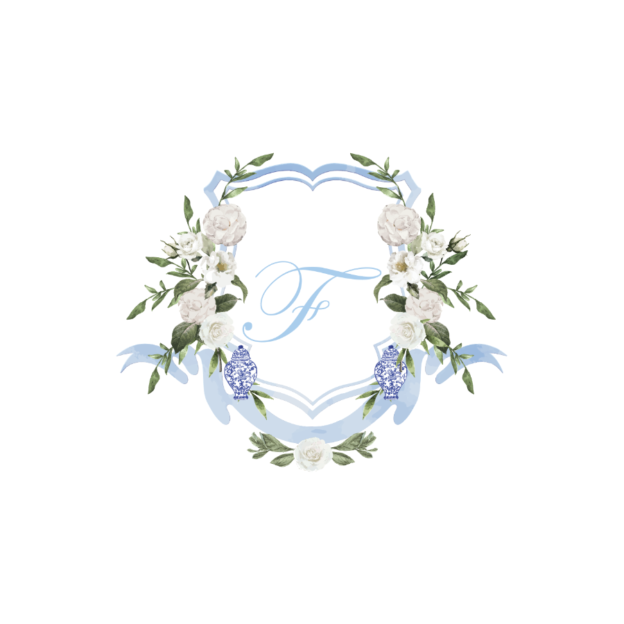 Blue Ribbon and Flower Monogram