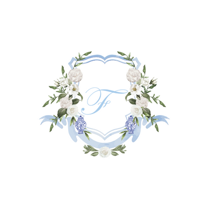 Blue Ribbon and Flower Monogram