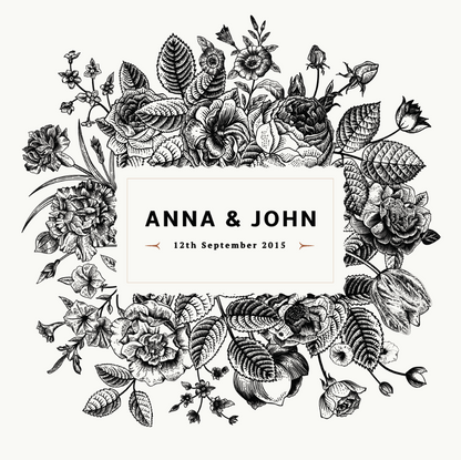 Black and White Floral Monogram