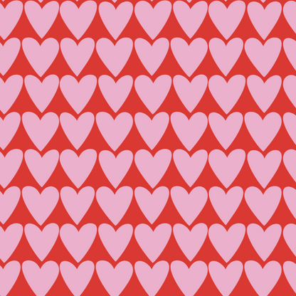 Pinks Hearts on Red