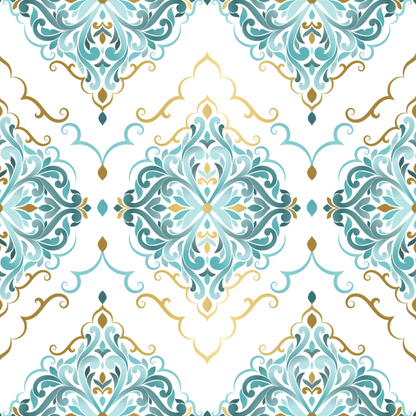 Gold and Turquoise Diamond Pattern