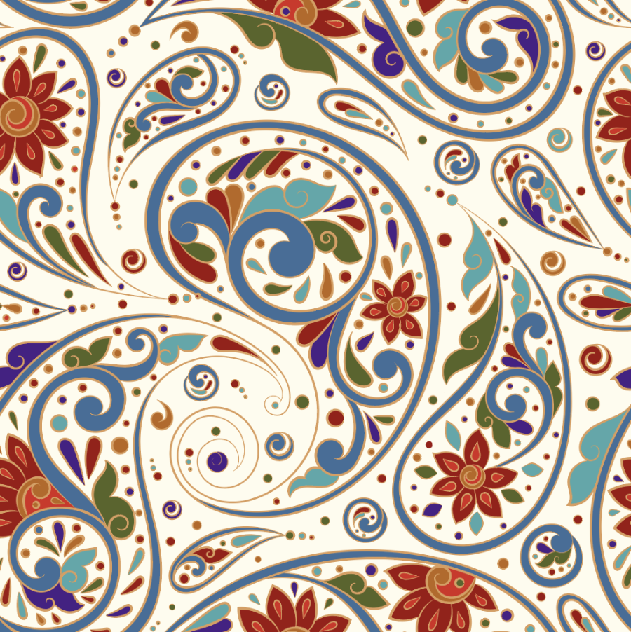 Red, Blue, and Geen Paisley Pattern