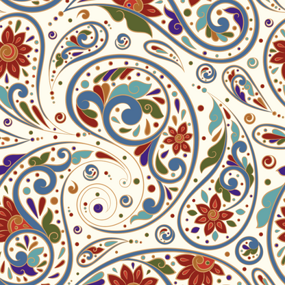 Red, Blue, and Geen Paisley Pattern