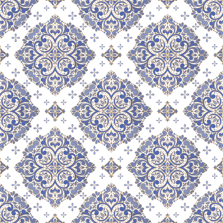 Blue and White Damask Pattern
