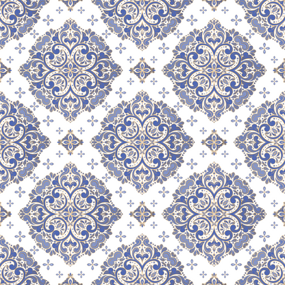 Blue and White Damask Pattern