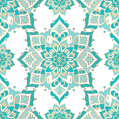 Teal Floral Mandala