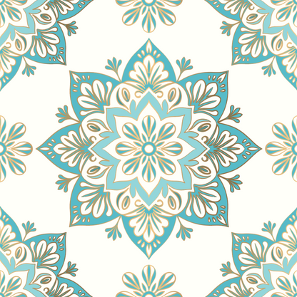Gold and Teal Flower Bloom