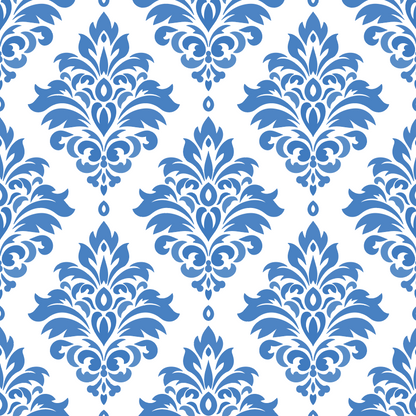 Blue Floral Fleur De Lis