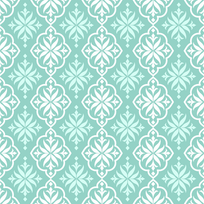 White and Turquoise Leaf Pattern