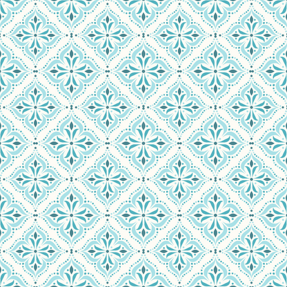Blue Floral Star Pattern