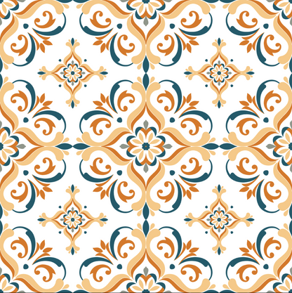 Orange and Teal Motif Pattern