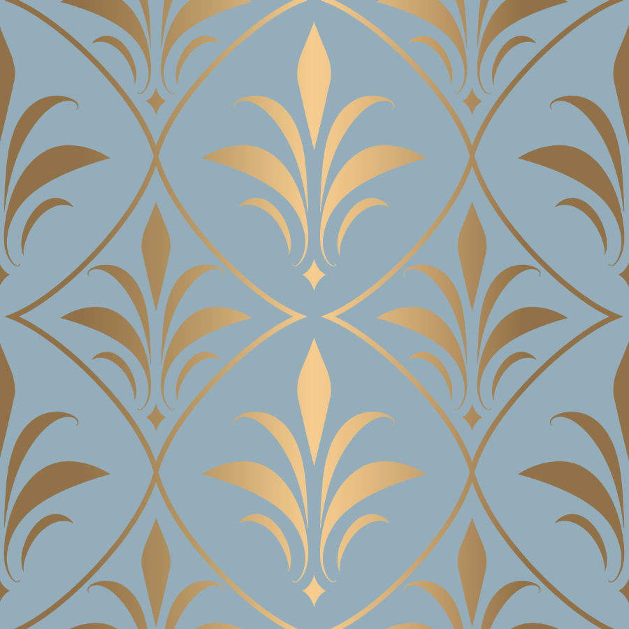 Gold and Light Blue Damask