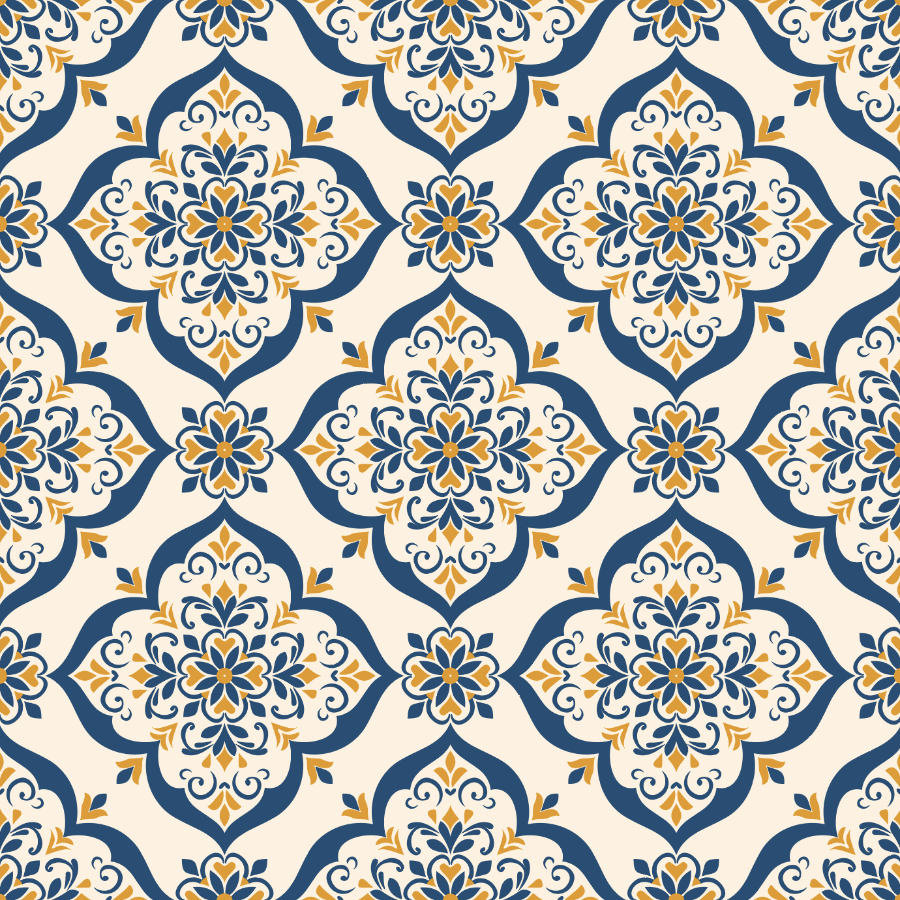 Blue and Yellow Motif Design
