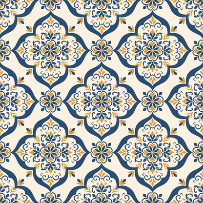 Blue and Yellow Motif Design
