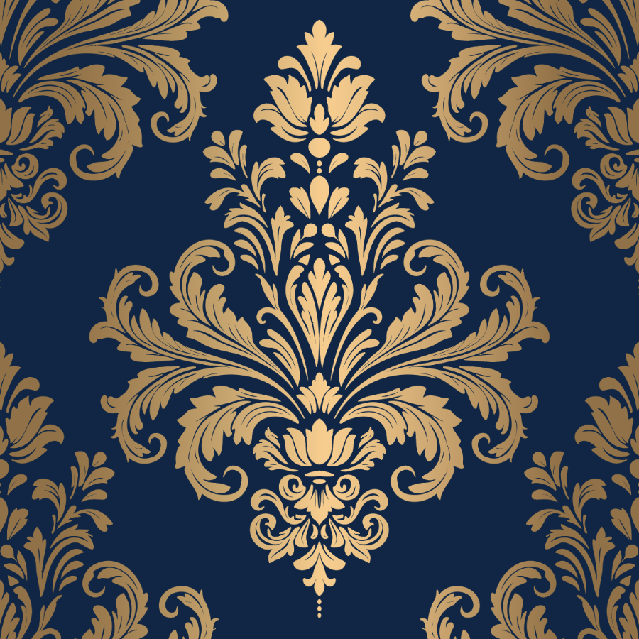 Gold Damask on Dark Blue