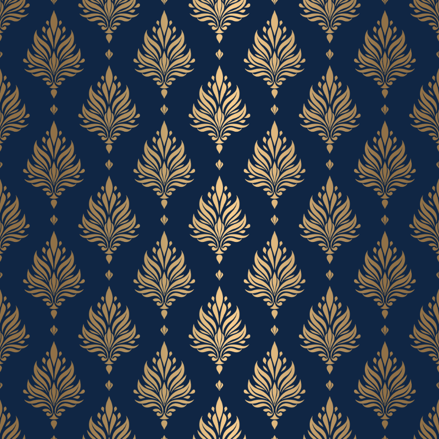Gold and Blue Damask