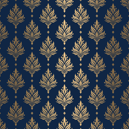 Gold and Blue Damask