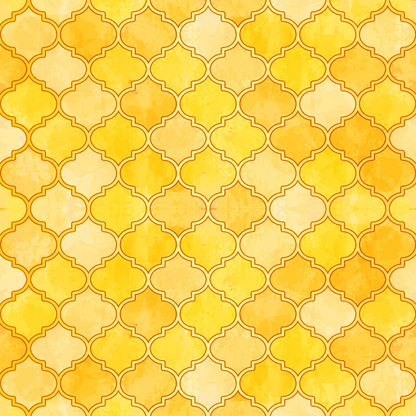 Yellow Orange Moroccan Quatrefoil
