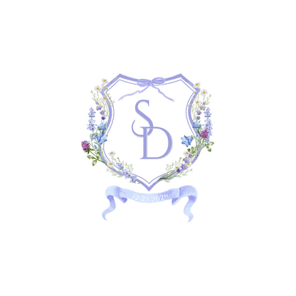 Purple Floral Monogram Crest