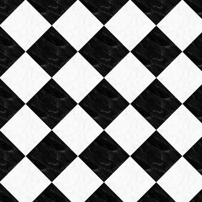 Black and White Diamond Marble Checkerboard