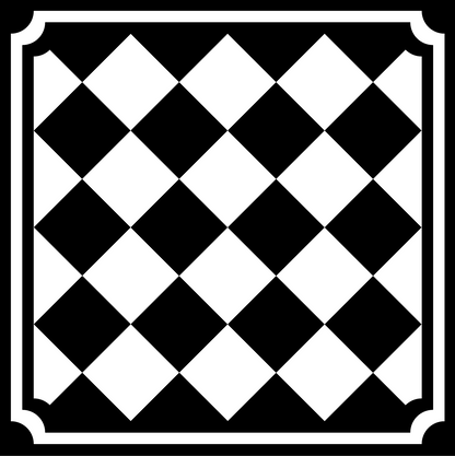 Black and White Diamond Checkerboard with Border