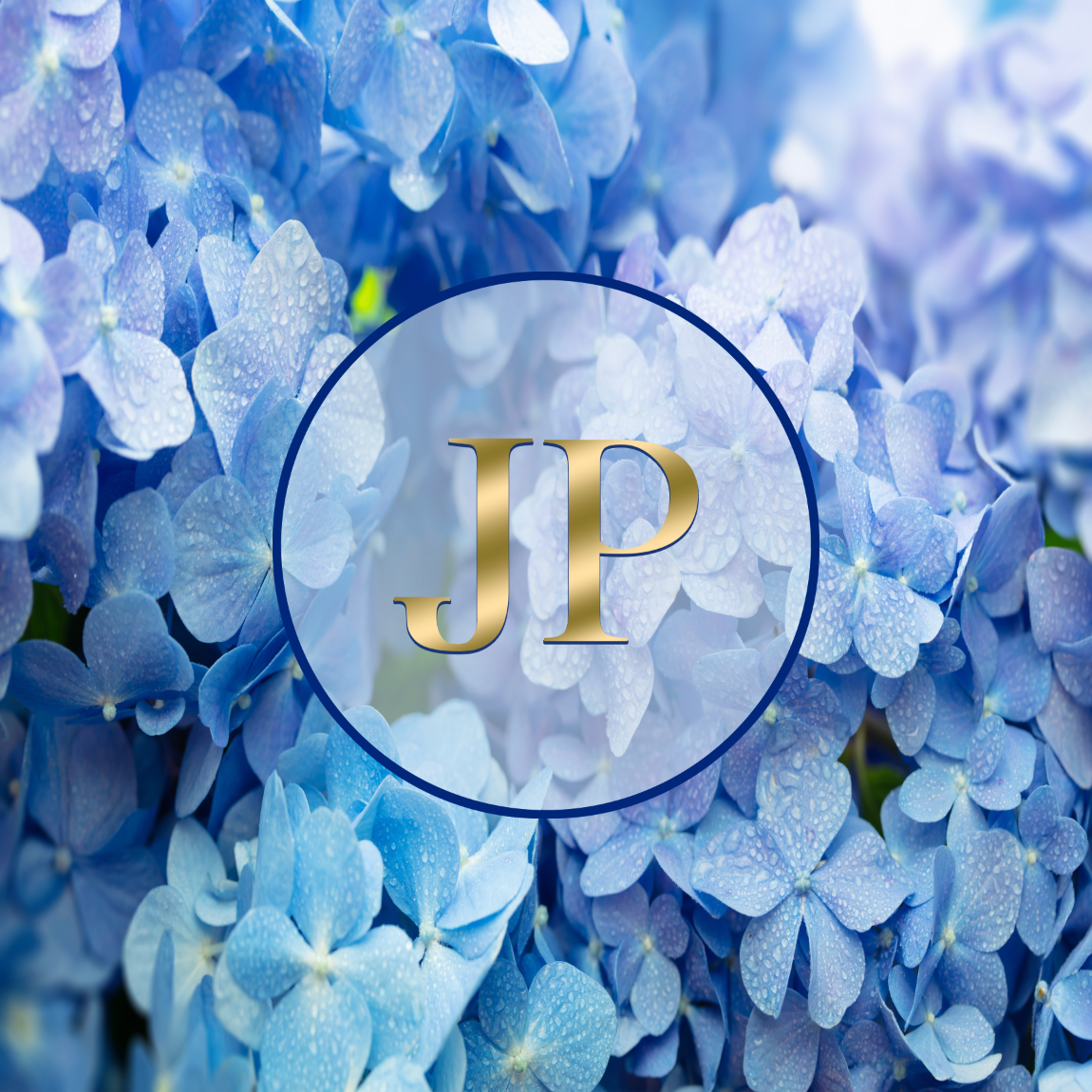 Blue Hydrangeas with Monogram