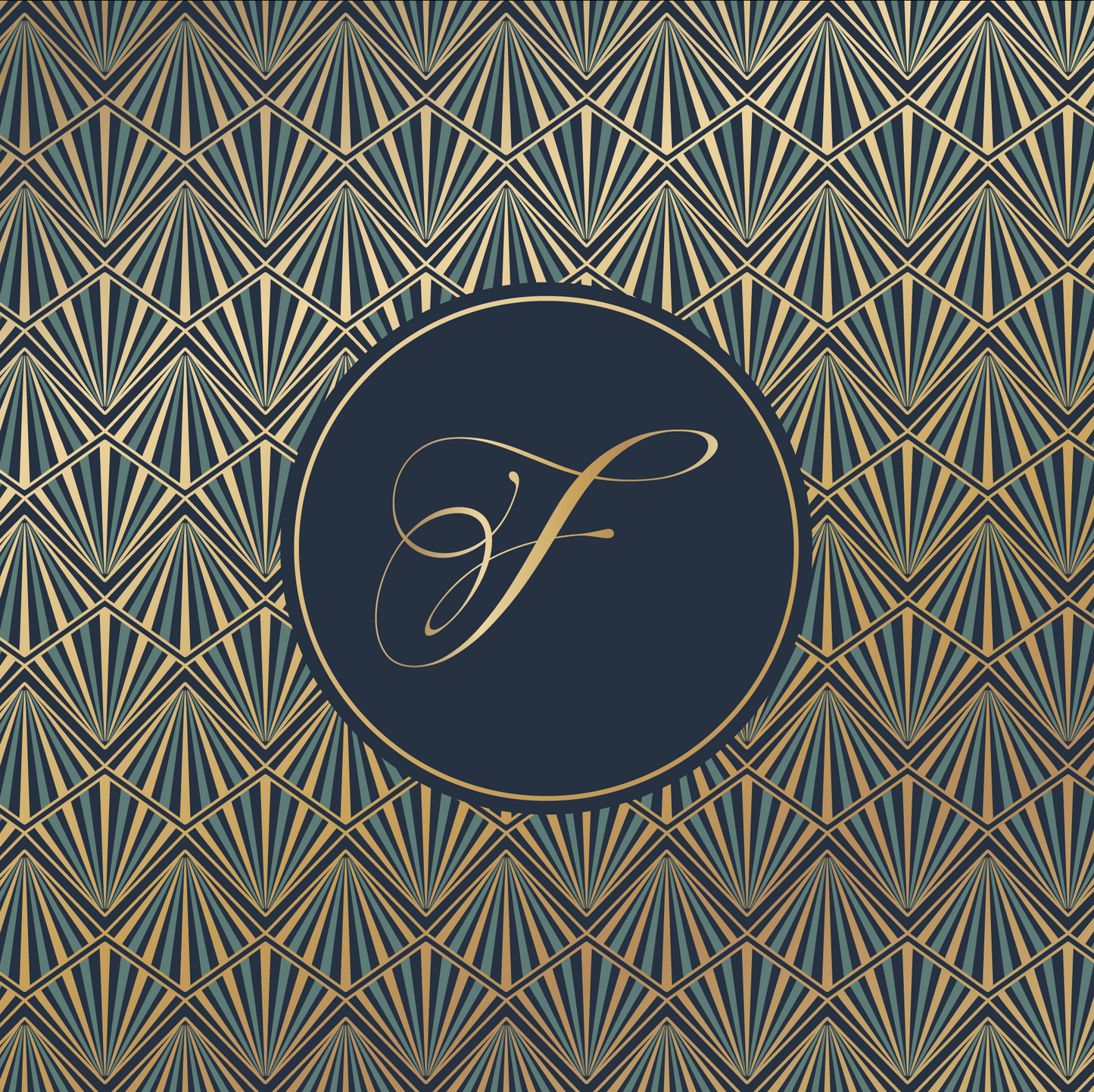 Fan Pattern with Circle Monogram