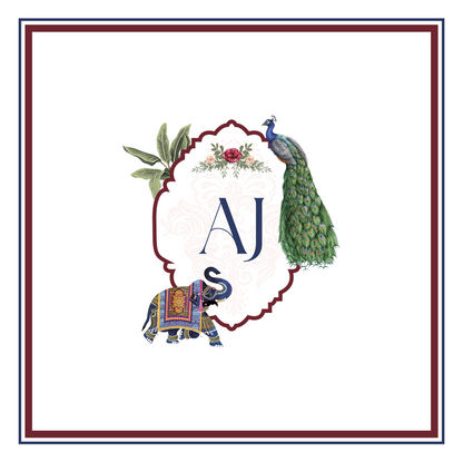 Elephant and Peacock Monogram