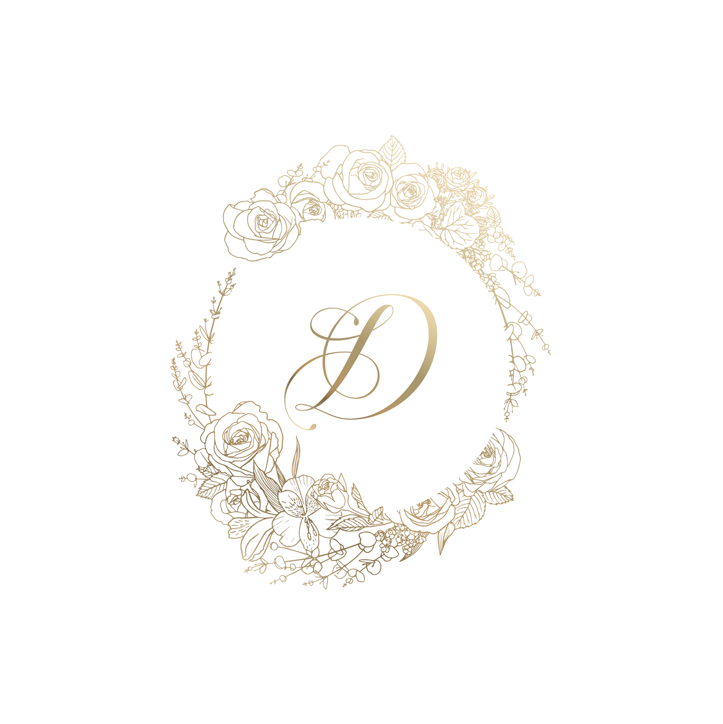 Gold Floral Circle Monogram