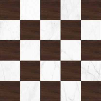 Dark Oak and White Marble Checkerboard