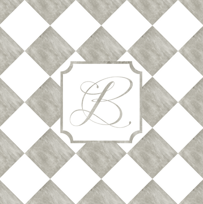 Concrete and White Diamond Checkerboard with Monogram