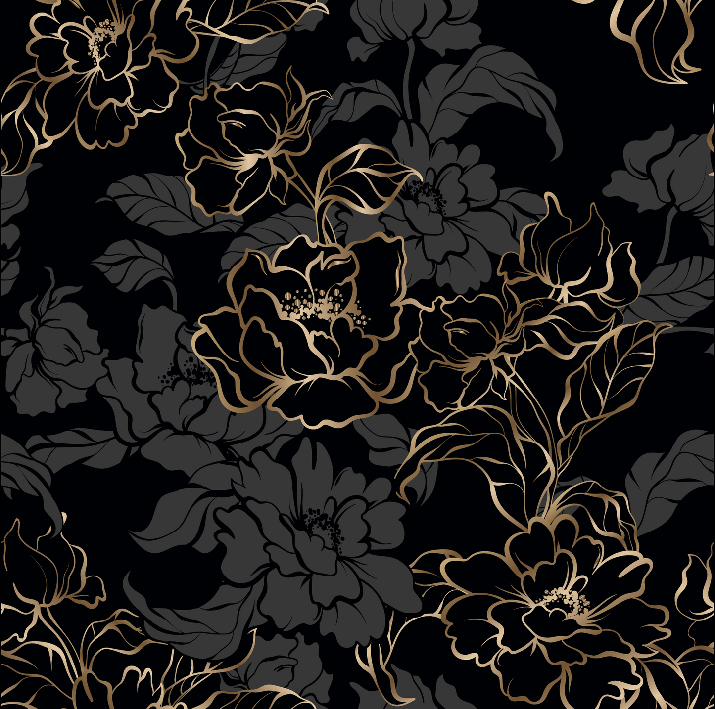 Black and Gold Flower Pattern