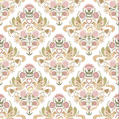 Bird and Floral Diamond Pattern