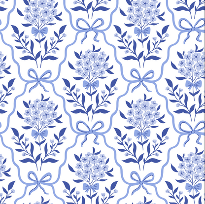 Blue Ribbon and Floral Pattern