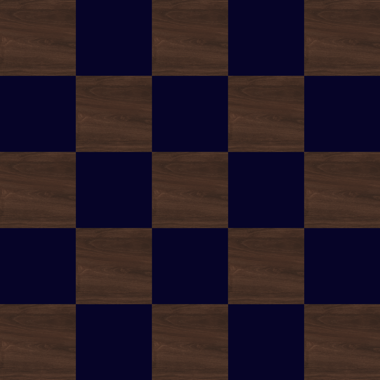 Dark Wood and Dark Blue Checkerboard